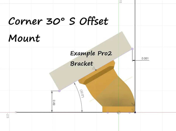 30º Offset Corner Trim Doorbell Mount S Shaped for Brick Storm Door Area (2in Wide Doorbells and less) - DoorbellMount.Com