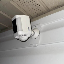 Ring Stick Up Cam Vinyl Siding Mount - Screwless - Any Vinyl Siding 3-5in Dutch Lap - DoorbellMount.Com