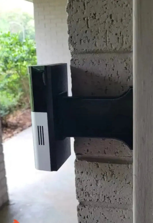 Ring Doorbell Mount installed near brick in tight spot by the door offset over the brick