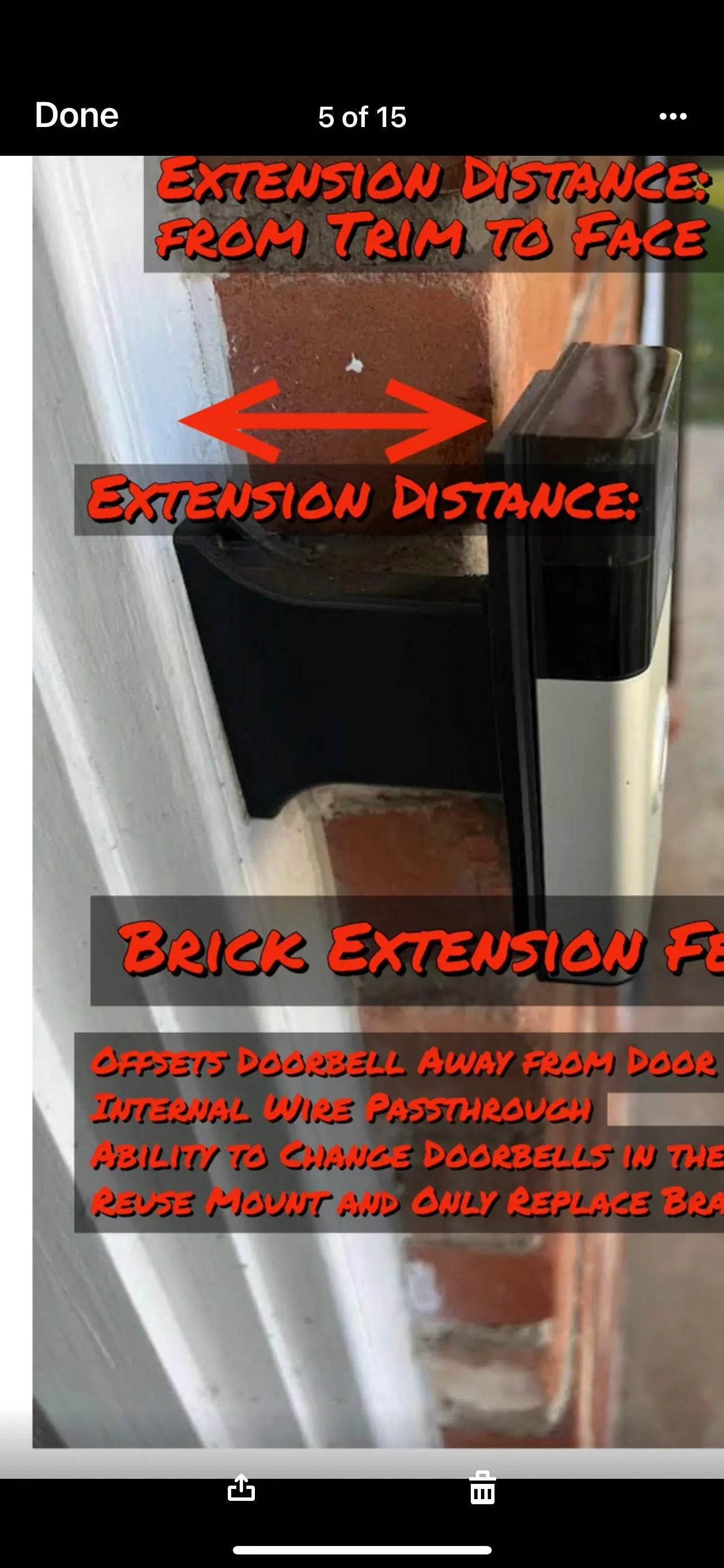 Eufy Doorbell Brick Extension - 9/16in Wide Base, Offset Over Brick - DoorbellMount.Com