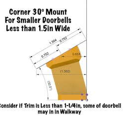 Corner Doorbell Mount Angled 30º for SMALLER Video Doorbells for Slim Narrow Storm Door Areas - DoorbellMount.Com
