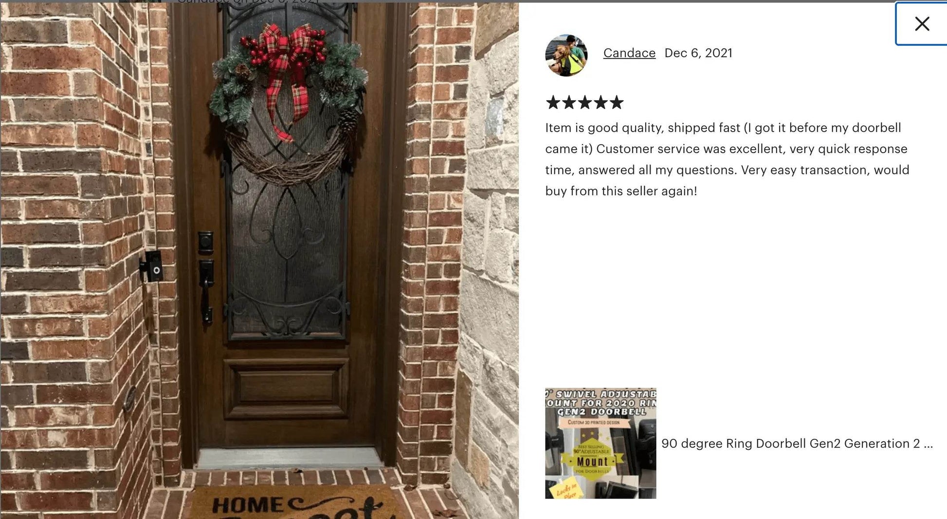 Swivel 90° Mount for Wyze V2 Doorbell - Adjustable Swivel Version for Perpendicular or Side wall Doorbell Installations - DoorbellMount.Com
