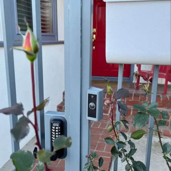 Custom Fixed Ring Pro Fence Mount, 90° with 15° Inward Angle, Hidden Wires - DoorbellMount.Com