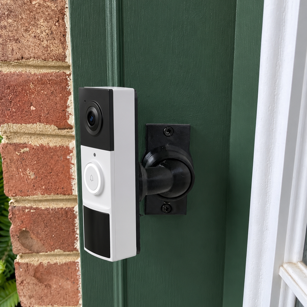 Tapo D210 on adjustable 15–90 degree swivel mount, left orientation