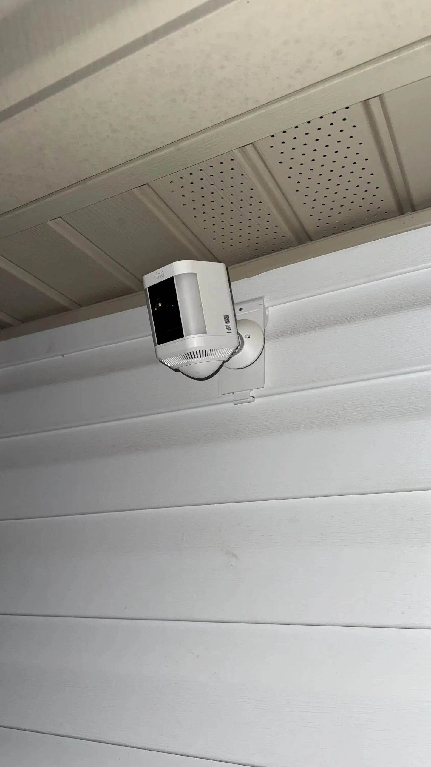 Ring Stick Up Cam Vinyl Siding Mount - Screwless - Any Vinyl Siding 3-5in Dutch Lap - DoorbellMount.Com