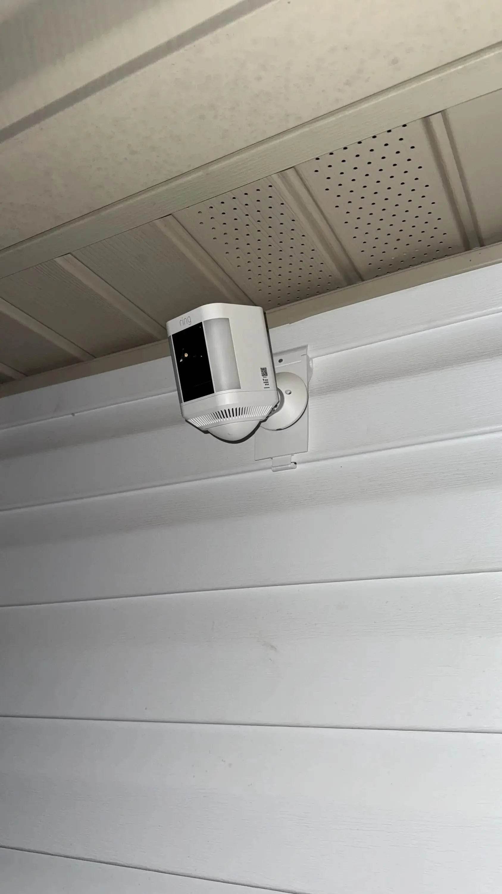 Ring Stick Up Cam Vinyl Siding Mount - Screwless - Any Vinyl Siding 3-5in Dutch Lap - DoorbellMount.Com