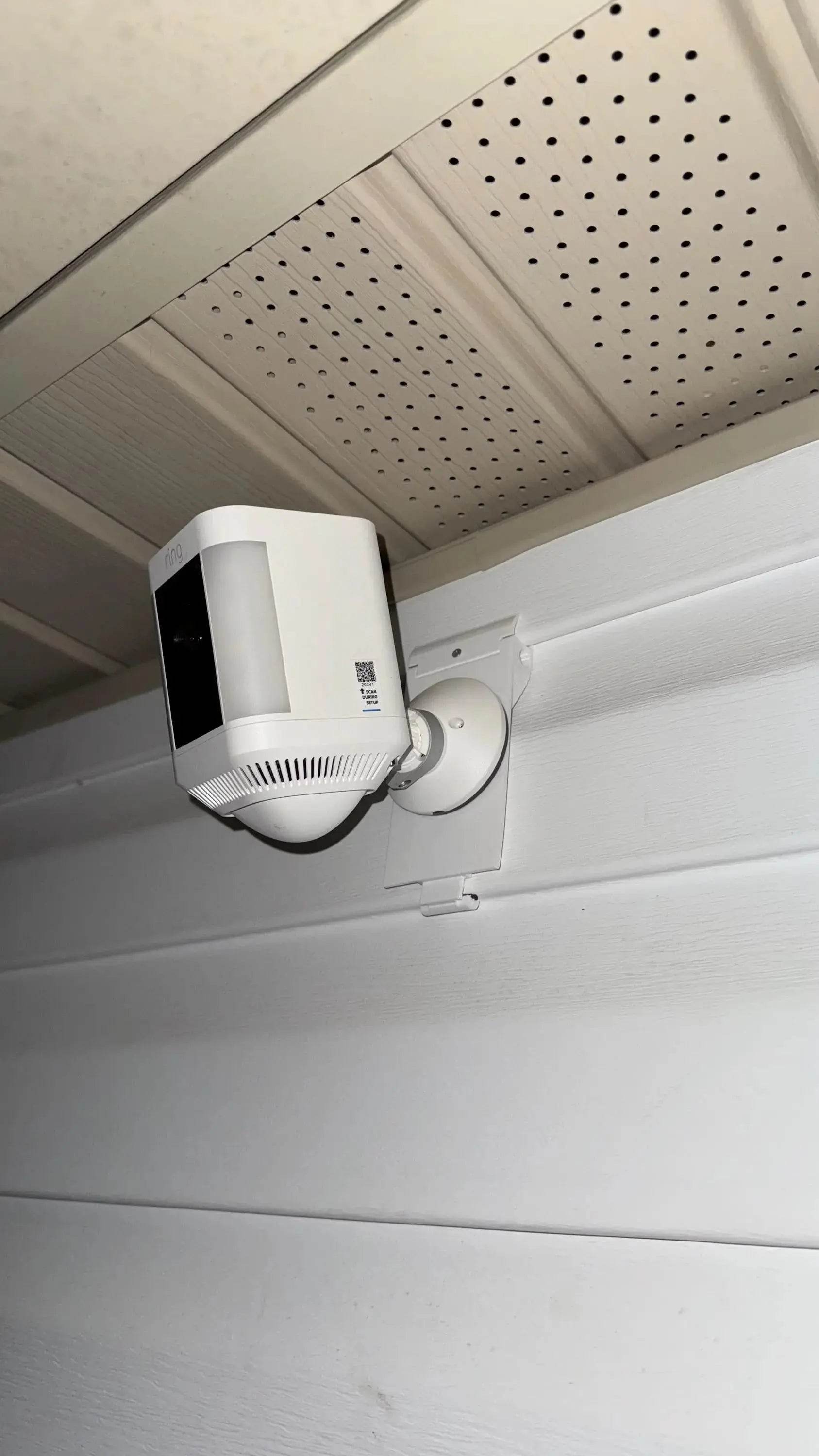 Ring Stick Up Cam Vinyl Siding Mount - Screwless - Any Vinyl Siding 3-5in Dutch Lap - DoorbellMount.Com