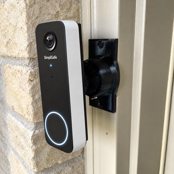 SimpliSafe 2K Series 2 doorbell on DoorbellMount swivel mount