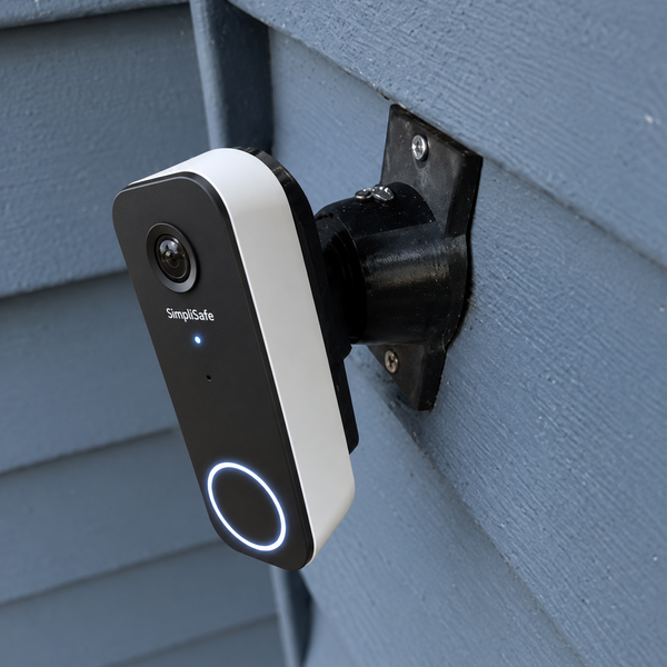 SimpliSafe 2K Series 2 doorbell on DoorbellMount swivel mount