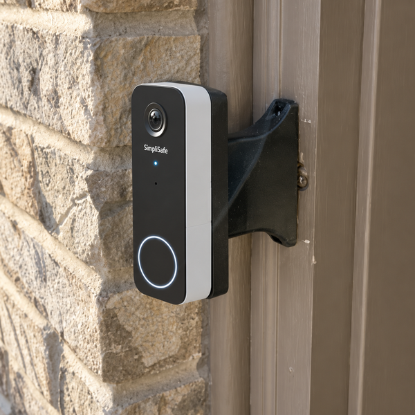 SimpliSafe 2K Series 2 brick face extension at limestone face