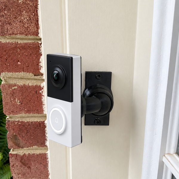 Tapo D130 on adjustable 15–90 degree swivel mount, left orientation