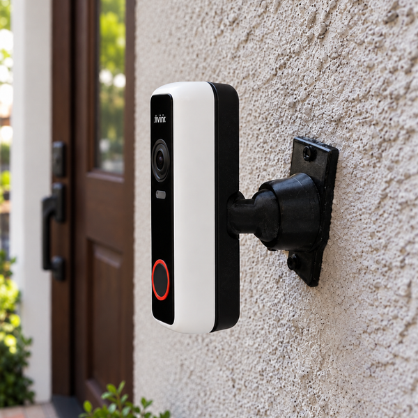 Vivint Doorbell Camera Pro Gen 1 on black 90 degree adjustable swivel mount, left-facing porch installation