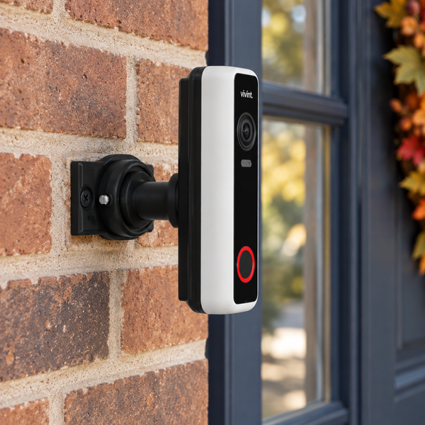 Vivint Doorbell Camera Pro Gen 1 on black 90 degree adjustable swivel mount, right-facing porch installation